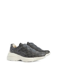 dunkelgraue Leder niedrige Sneakers von Gucci