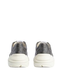 dunkelgraue Leder niedrige Sneakers von Gucci