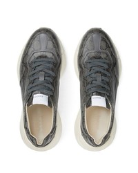 dunkelgraue Leder niedrige Sneakers von Gucci