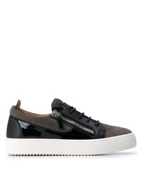 dunkelgraue Leder niedrige Sneakers von Giuseppe Zanotti