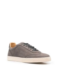 dunkelgraue Leder niedrige Sneakers von Brunello Cucinelli