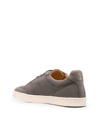 dunkelgraue Leder niedrige Sneakers von Brunello Cucinelli