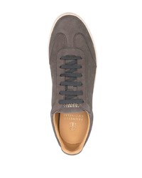 dunkelgraue Leder niedrige Sneakers von Brunello Cucinelli