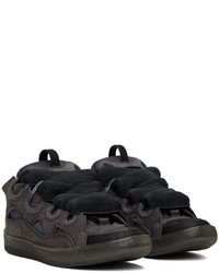 dunkelgraue Leder niedrige Sneakers von Lanvin