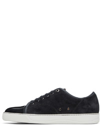 dunkelgraue Leder niedrige Sneakers von Lanvin