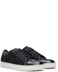 dunkelgraue Leder niedrige Sneakers von Lanvin