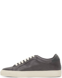 dunkelgraue Leder niedrige Sneakers von Paul Smith