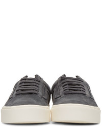 dunkelgraue Leder niedrige Sneakers von Vans