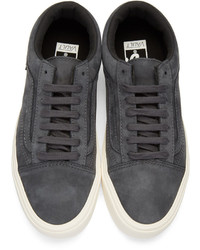 dunkelgraue Leder niedrige Sneakers von Vans