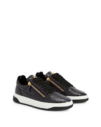 dunkelgraue Leder niedrige Sneakers von Giuseppe Zanotti