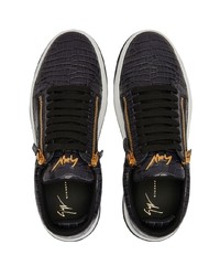 dunkelgraue Leder niedrige Sneakers von Giuseppe Zanotti