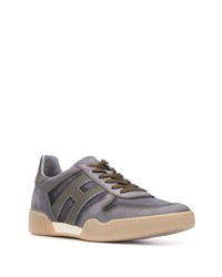 dunkelgraue Leder niedrige Sneakers von Hogan