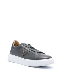 dunkelgraue Leder niedrige Sneakers von Philipp Plein