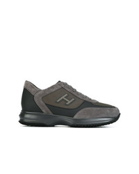 dunkelgraue Leder niedrige Sneakers von Hogan