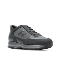 dunkelgraue Leder niedrige Sneakers von Hogan