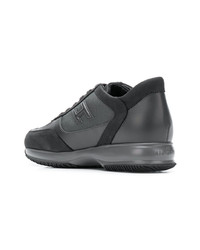 dunkelgraue Leder niedrige Sneakers von Hogan