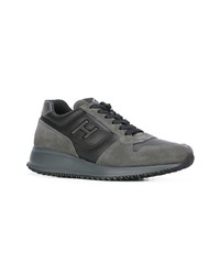 dunkelgraue Leder niedrige Sneakers von Hogan