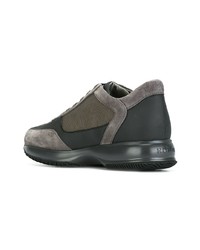 dunkelgraue Leder niedrige Sneakers von Hogan