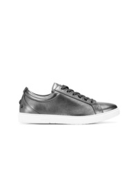 dunkelgraue Leder niedrige Sneakers von Jimmy Choo