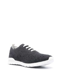 dunkelgraue Leder niedrige Sneakers von Kiton