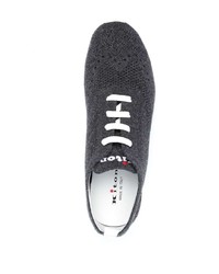 dunkelgraue Leder niedrige Sneakers von Kiton