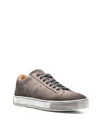 dunkelgraue Leder niedrige Sneakers von Santoni