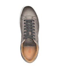 dunkelgraue Leder niedrige Sneakers von Santoni