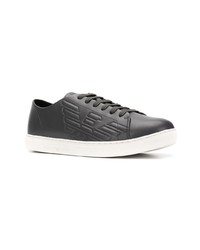 dunkelgraue Leder niedrige Sneakers von Emporio Armani