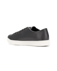 dunkelgraue Leder niedrige Sneakers von Emporio Armani