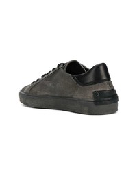 dunkelgraue Leder niedrige Sneakers von Crime London