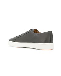 dunkelgraue Leder niedrige Sneakers von Santoni