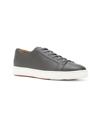 dunkelgraue Leder niedrige Sneakers von Santoni