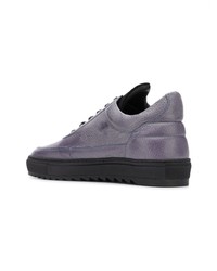 dunkelgraue Leder niedrige Sneakers von Filling Pieces