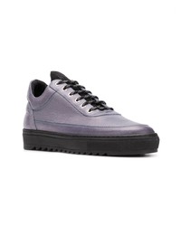 dunkelgraue Leder niedrige Sneakers von Filling Pieces