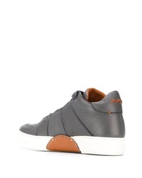 dunkelgraue Leder niedrige Sneakers von Ermenegildo Zegna