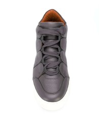 dunkelgraue Leder niedrige Sneakers von Ermenegildo Zegna