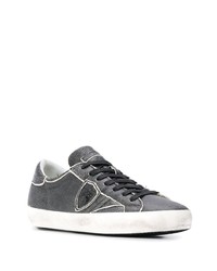 dunkelgraue Leder niedrige Sneakers von Philippe Model