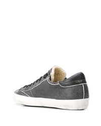 dunkelgraue Leder niedrige Sneakers von Philippe Model