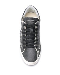 dunkelgraue Leder niedrige Sneakers von Philippe Model