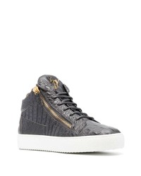 dunkelgraue Leder niedrige Sneakers von Giuseppe Zanotti