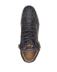 dunkelgraue Leder niedrige Sneakers von Giuseppe Zanotti