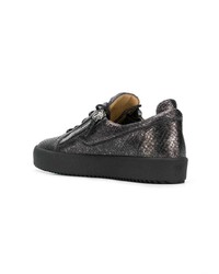 dunkelgraue Leder niedrige Sneakers von Giuseppe Zanotti Design