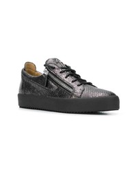 dunkelgraue Leder niedrige Sneakers von Giuseppe Zanotti Design