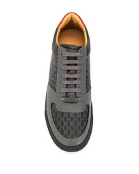 dunkelgraue Leder niedrige Sneakers von BOSS