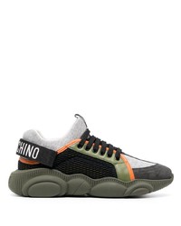 dunkelgraue Leder niedrige Sneakers von Moschino