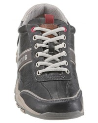 dunkelgraue Leder niedrige Sneakers von Mustang Shoes