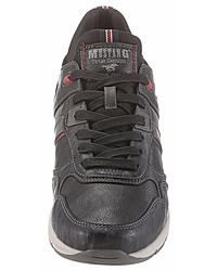 dunkelgraue Leder niedrige Sneakers von Mustang Shoes