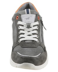 dunkelgraue Leder niedrige Sneakers von Mustang Shoes