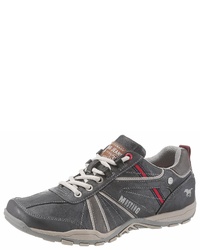 dunkelgraue Leder niedrige Sneakers von Mustang Shoes