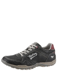 dunkelgraue Leder niedrige Sneakers von Mustang Shoes